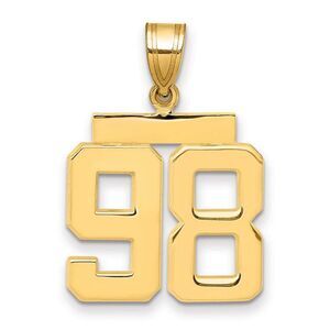 14k Yellow Gold, Athletic Collection Medium Polished Number 98 Pendant